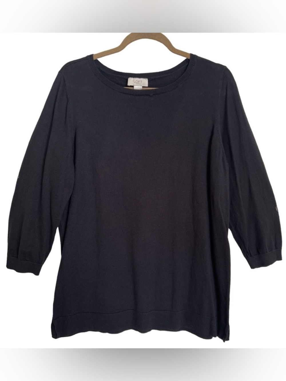Womens Ladies Loft Outlet black 3/4 sleeve lightweight sweater top SZ XL X-Large